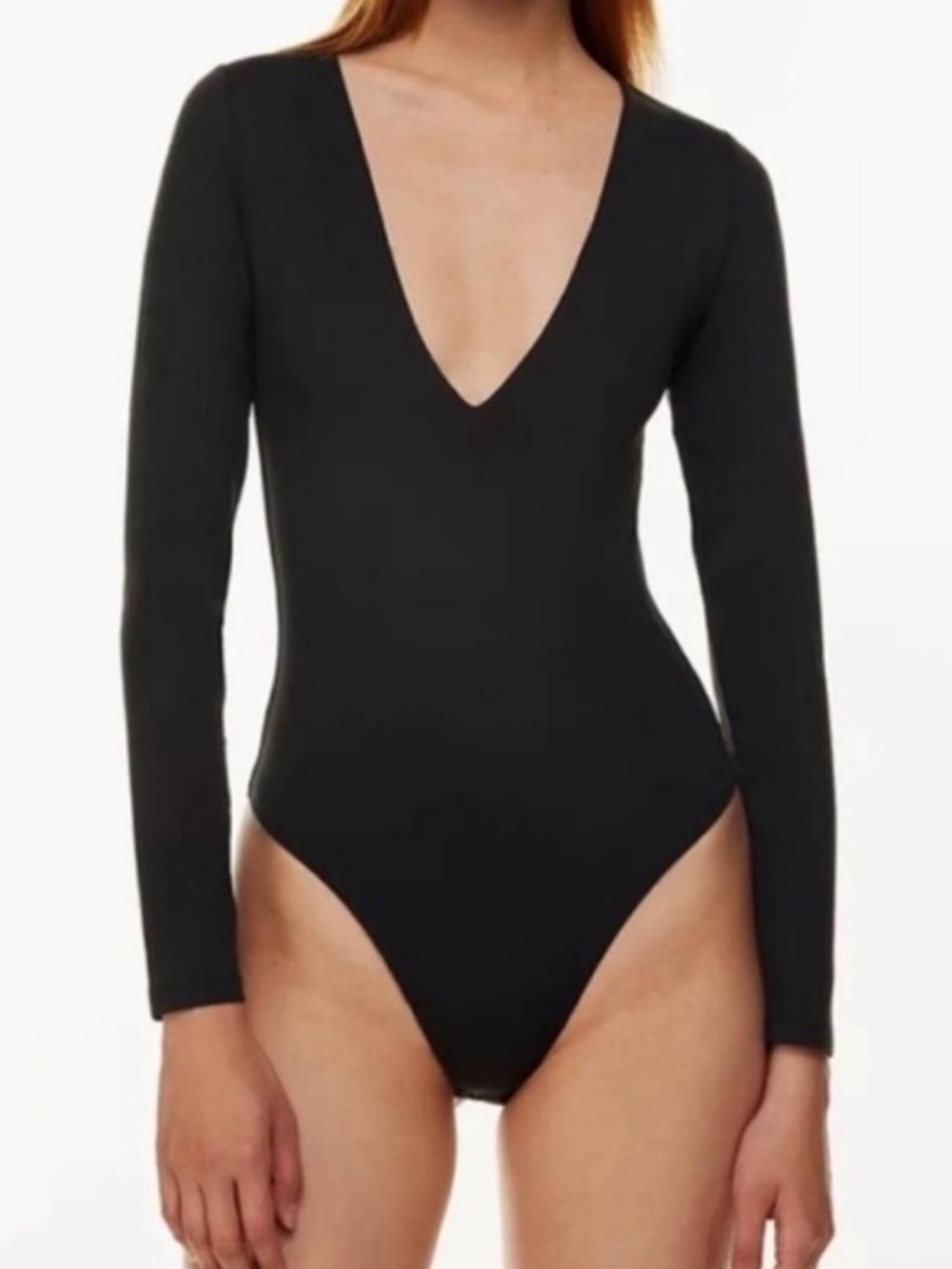 NWT Aritzia Black Long-Sleeve V-Neck Bodysuit